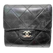 Pre-owned Leather wallets Chanel Vintage , Black , Dames