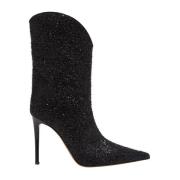 Zwarte tweed stiletto enkellaarsjes Alexandre Vauthier , Black , Dames