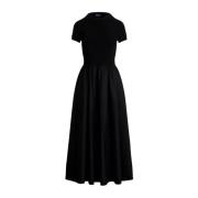 Zwarte uitlopende midi jurk Ralph Lauren , Black , Dames