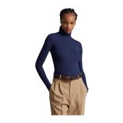 Blauwe Stretch Ribgebreide Coltrui Ralph Lauren , Blue , Dames