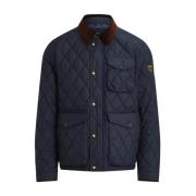 Donkerblauwe gewatteerde jas met logo Ralph Lauren , Blue , Heren