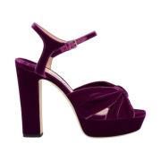 Fluwelen Plateau Sandalen Paarse Kruisbanden Jimmy Choo , Purple , Dam...