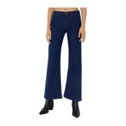 Navy Flare Jeans met Zakken Fay , Blue , Dames