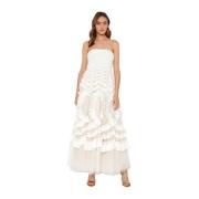 Crème Hyacinth Maxi Strapless Jurk Needle & Thread , White , Dames