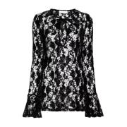 Kanten Pailletten Blouse Uitsnede Nina Ricci , Black , Dames