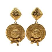 Pre-owned Metal earrings Chanel Vintage , Yellow , Dames