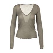 Elegant Col V Neck Blouse Majestic Filatures , Gray , Dames