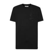 Zwart Gothic T-shirt met kristalversieringen Philipp Plein , Black , H...