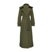 Groene Gewatteerde Trenchcoat Norma Kamali , Green , Dames