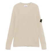 Stijlvolle Sweaters met Engelse Rib Kraag Stone Island , Beige , Heren