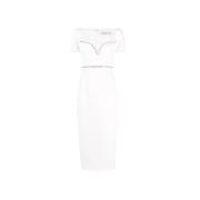 Witte Kristalversierde Midi Jurk Self Portrait , White , Dames