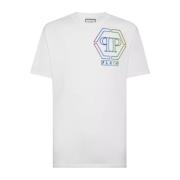 Wit Kristal Monogram T-shirt Philipp Plein , White , Heren