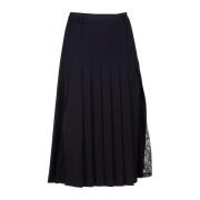 Zwarte A-lijn Geplooide Panel Rok Semicouture , Black , Dames