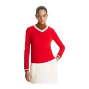 Rode trui met V-hals Tory Burch , Red , Dames