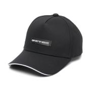 Logo-Patch Cap, Zwart Katoen, Verstelbare Band Emporio Armani , Black ...