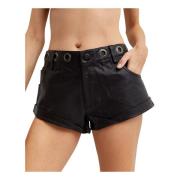 Zwarte leren shorts met metalen accenten One Teaspoon , Black , Dames