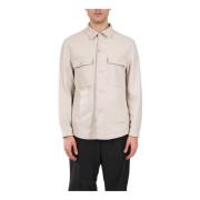 Overshirt van zuivere wol met knopen Hugo Boss , Beige , Heren