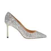 Glinsterende Zilveren Brokaat Hakken Jimmy Choo , Gray , Dames