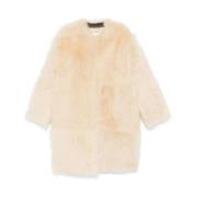 Swirl Shearling Midi Coat Zimmermann , Beige , Dames