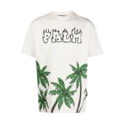 Wit Palm Skull T-Shirt Palm Angels , White , Heren