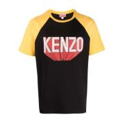 Zwart T-shirt met contrastlogo Kenzo , Black , Heren