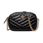 Gewatteerde leren crossbody tas Kira stijl Tory Burch , Black , Dames