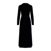 Zwarte midi fluwelen jurk Ralph Lauren , Black , Dames