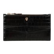 Zwarte platte ritsportemonnee met CC Alexander McQueen , Black , Dames