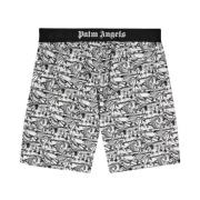 Grafische Print Shorts Zwart Wit Palm Angels , Black , Heren