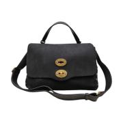 Zwarte Leren Postina Tas Zanellato , Black , Dames