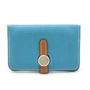 Pre-owned Leather wallets Hermès Vintage , Blue , Dames