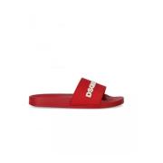 Rode Logo Slides Stijlvolle Comfortabele Sandalen Dsquared2 , Red , He...