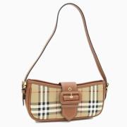 Pre-owned Leather shoulder-bags Burberry Vintage , Beige , Dames