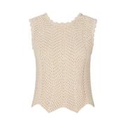 Beige Gehaakte Top met Gedetailleerde Afwerking Modström , Beige , Her...