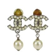 Pre-owned Metal earrings Chanel Vintage , Gray , Dames