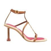 Bruine Hoge Hak Sandalen met Metalen Gesp Jacquemus , Brown , Dames