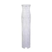 Witte Kristalversierde Maxi Jurk Santa Brands , White , Dames