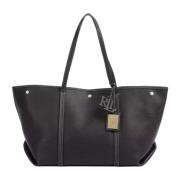 Zwarte leren shopper Ralph Lauren , Black , Dames