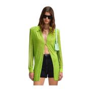 Groene Kristal Mesh Shirt Self Portrait , Green , Dames