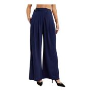 Donkerblauwe Wide Leg Broek Ralph Lauren , Blue , Dames