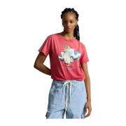 Rood katoenen t-shirt met Teddybeer Ralph Lauren , Multicolor , Dames