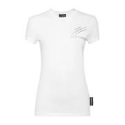 Wit Ronde Hals Katoenen T-shirt Plein Sport , White , Dames