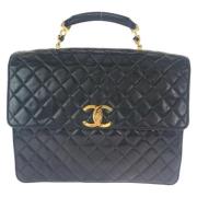 Pre-owned Leather briefcases Chanel Vintage , Black , Heren