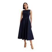 Navy Midi Boothals Jurk Roland Mouret , Blue , Dames