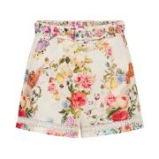 Bloemen hoge taille shorts met kanten afwerking Camilla , Multicolor ,...