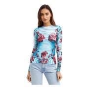 Blauw Bloemen Longsleeve Shirt Jean Paul Gaultier , Blue , Dames