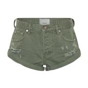 Khaki Shorts Klassiek Losvallend Katoen One Teaspoon , Green , Dames