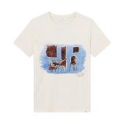 Expressionistische T-shirt met veelkleurige print Les Deux , Beige , H...