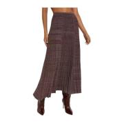 Bruine Gestreepte Gebreide Midi Rok Tory Burch , Brown , Dames