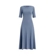 Gebreide midi-jurk in blauw Ralph Lauren , Blue , Dames